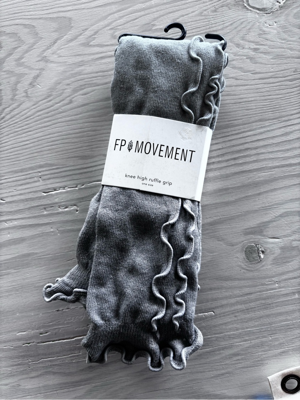 Free People Knee High Ruffle Grip Socks - Gray